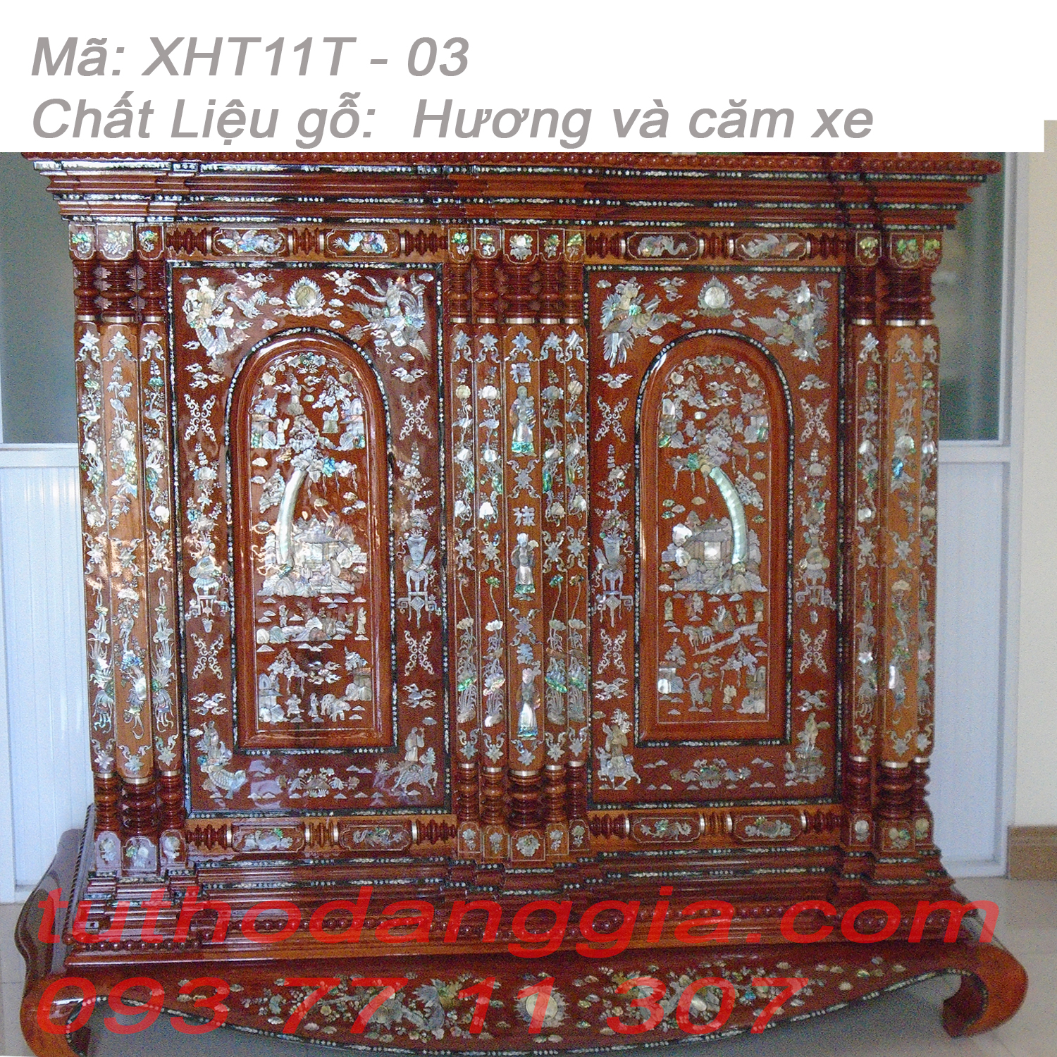 tủ thờ gò công tại tphcm gỗ hương mã: HT11t-03