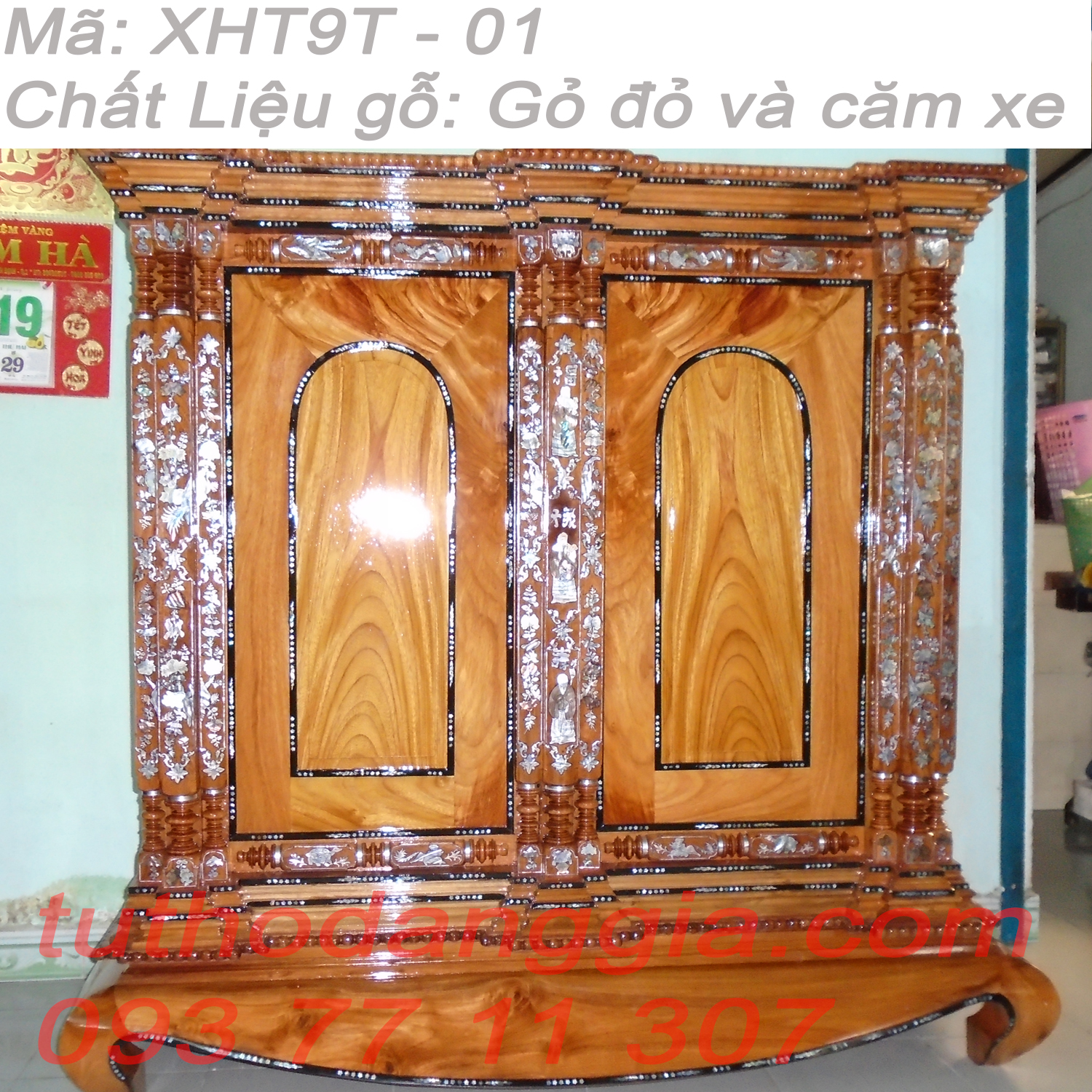 tủ thờ gò công tại tphcm gỗ gỏ và căm xe mã: XGT3D-0156468
